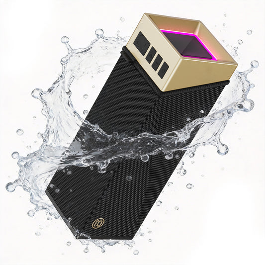 Prenosný Bluetooth reproduktor Bugani Brief TT, 60W, RGB, vodotesný, čierno-zlatý