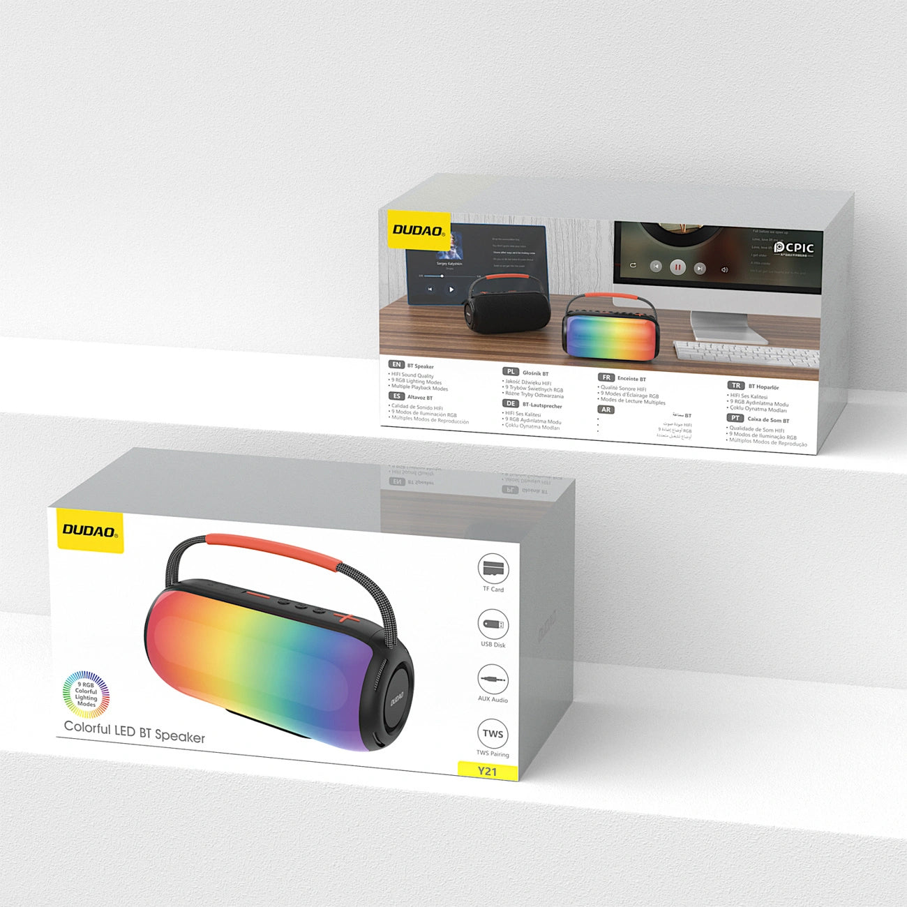 Prenosný Bluetooth reproduktor Dudao Y21, 2 x 5W, TWS, RGB, čierny
