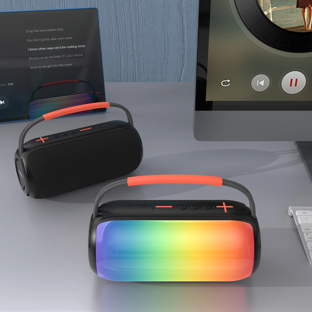 Prenosný Bluetooth reproduktor Dudao Y21, 2 x 5W, TWS, RGB, čierny