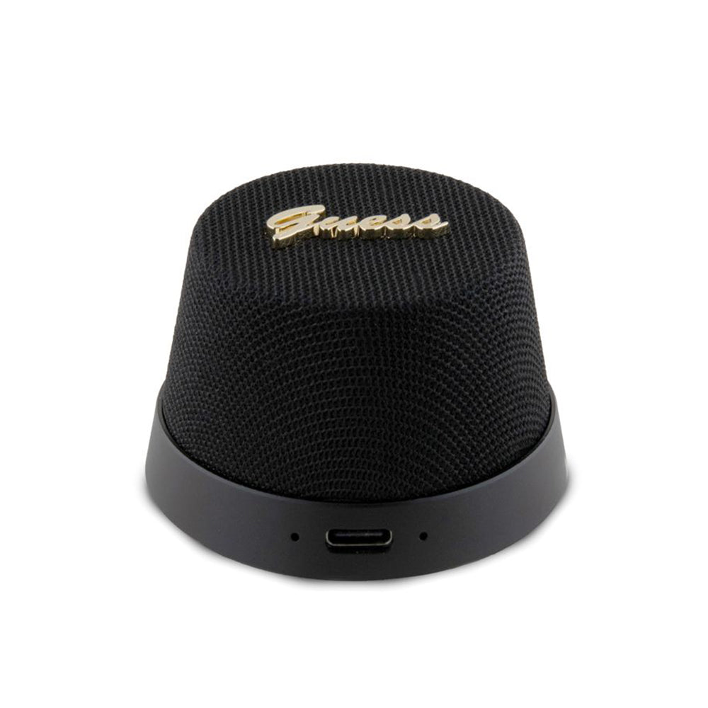 Prenosný Bluetooth reproduktor Guess Stand Magnetic Script Metal, 3W, čierny