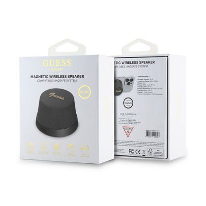 Prenosný Bluetooth reproduktor Guess Stand Magnetic Script Metal, 3W, čierny