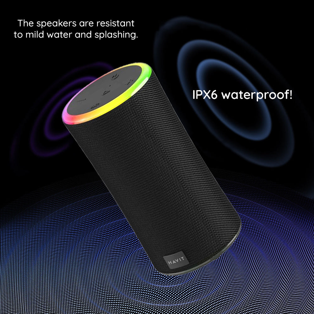 Prenosný Bluetooth reproduktor HAVIT SK833BT, 2 x 10W, RGB, Vodotesný, Čierny