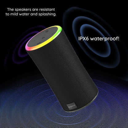 Prenosný Bluetooth reproduktor HAVIT SK833BT, 2 x 10W, RGB, Vodotesný, Čierny