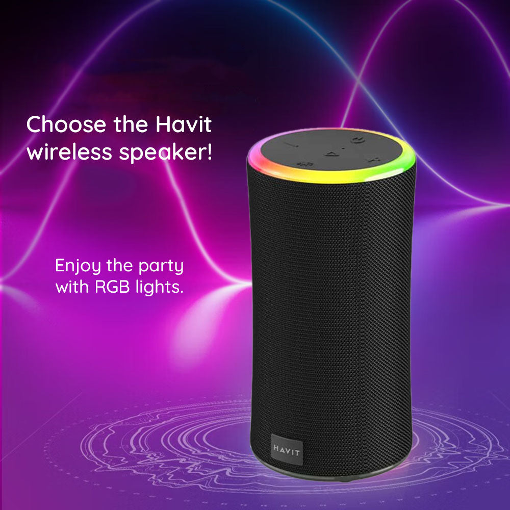 Prenosný Bluetooth reproduktor HAVIT SK833BT, 2 x 10W, RGB, Vodotesný, Čierny