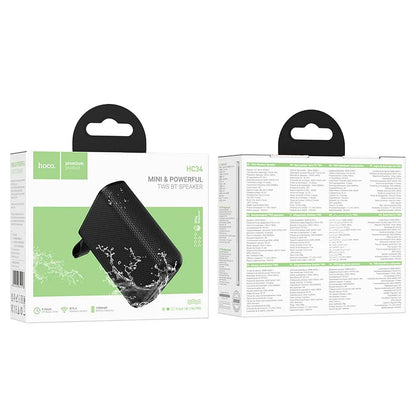 Prenosný Bluetooth reproduktor HOCO HC34, 5W, TWS, Vodotesný, Čierny