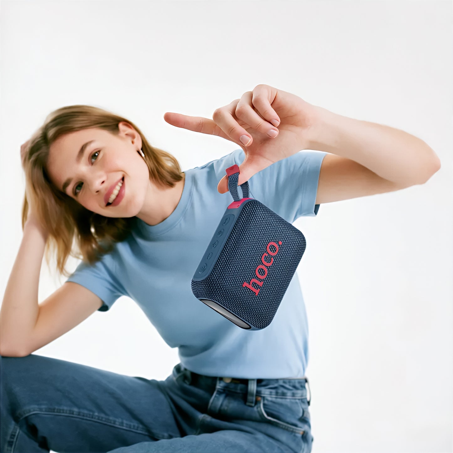 Prenosný Bluetooth reproduktor HOCO HC31, 10W, TWS, RGB, Vodotesný, Námornícka modrá