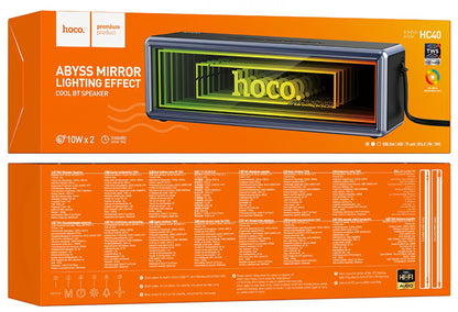 Prenosný Bluetooth reproduktor HOCO HC40, 2 x 10W, TWS, RGB, čierny