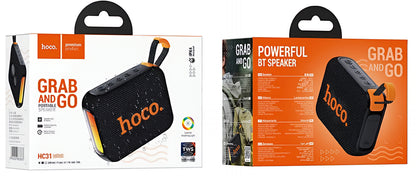 Prenosný Bluetooth reproduktor HOCO HC31, 10W, TWS, RGB, Vodotesný, Čierny