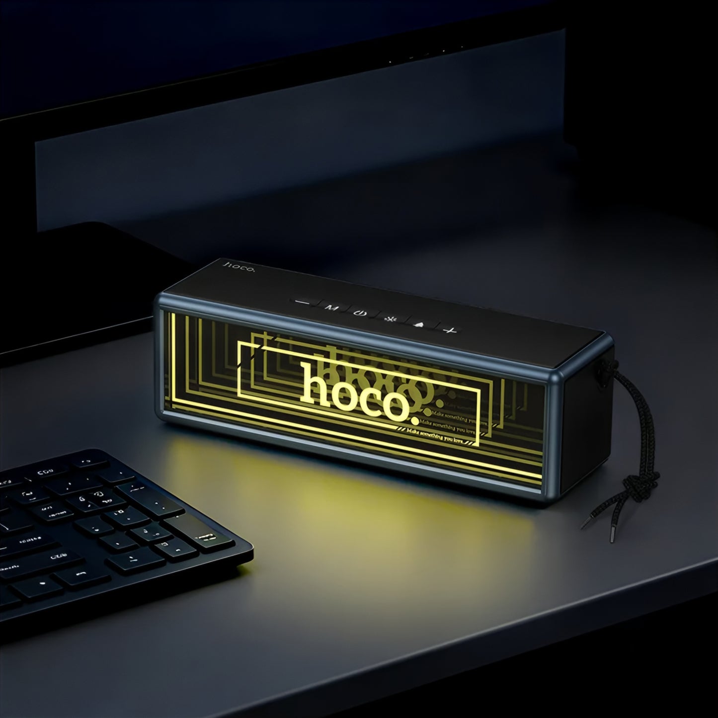 Prenosný Bluetooth reproduktor HOCO HC40, 2 x 10W, TWS, RGB, čierny