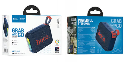 Prenosný Bluetooth reproduktor HOCO HC31, 10W, TWS, RGB, Vodotesný, Námornícka modrá