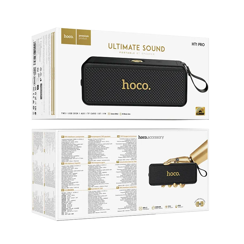 Prenosný Bluetooth reproduktor HOCO HT1 Pro, 2 x 8W, TWS, čierny