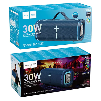 Prenosný Bluetooth reproduktor HOCO HC51, 30W, TWS, RGB, modrý