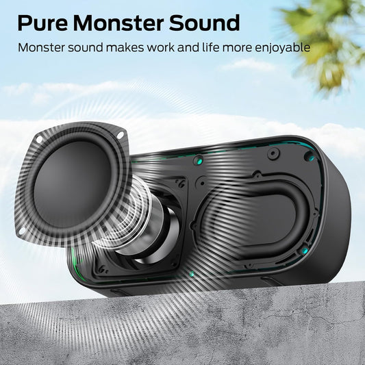 Prenosný Bluetooth reproduktor Monster S150, 14W, TWS, RGB, vodotesný, čierny