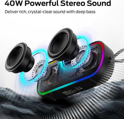 Prenosný Bluetooth reproduktor Monster S150 Plus, 40W, TWS, RGB, vodotesný, čierny