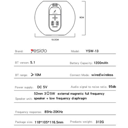 Prenosný Bluetooth reproduktor Yesido YSW13, 5W, RGB, Modrý