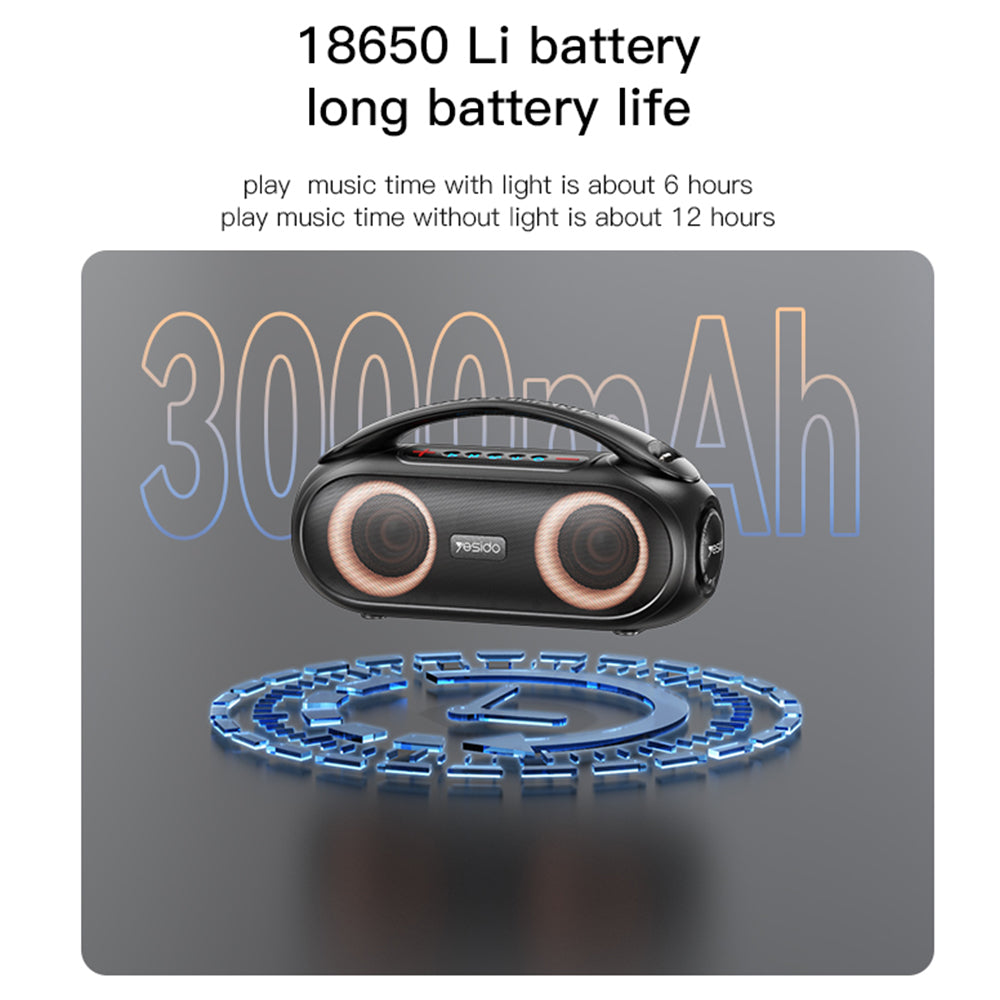 Prenosný Bluetooth reproduktor Yesido YSW19, 40W, RGB, Vodotesný, Čierny