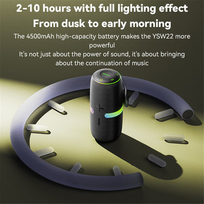 Yesido YSW22 Portable Bluetooth Speaker, 30W, RGB, Waterproof, Black