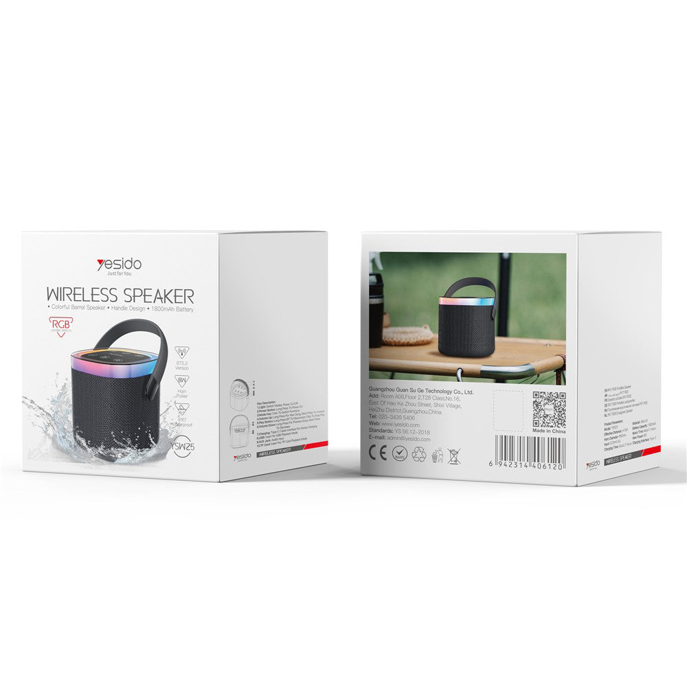 Prenosný Bluetooth reproduktor Yesido YSW25, 5W, RGB, čierny