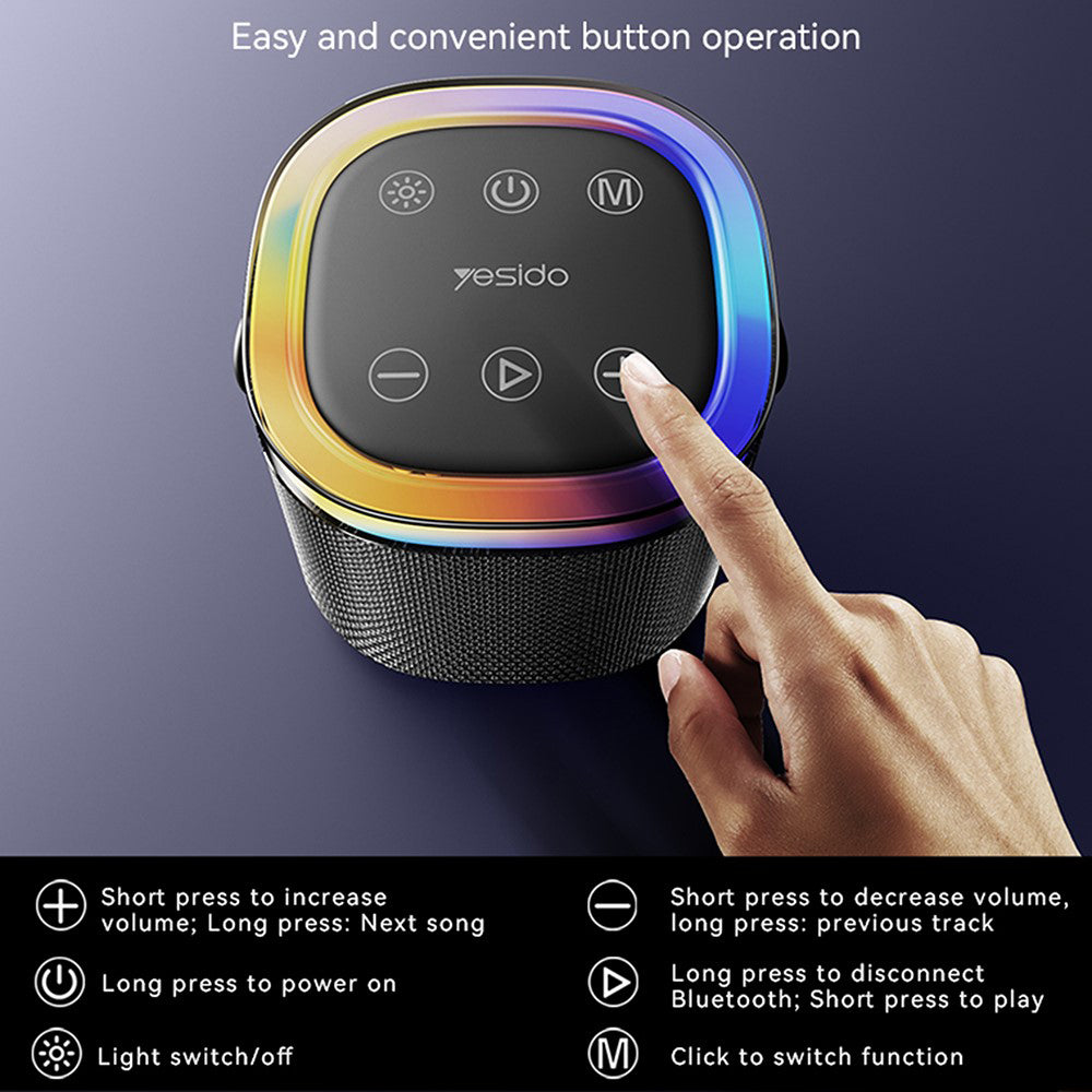 Prenosný Bluetooth reproduktor Yesido YSW25, 5W, RGB, čierny