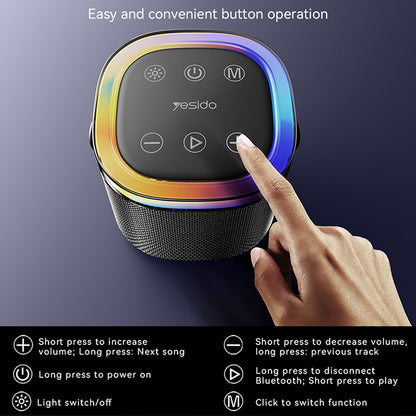 Prenosný Bluetooth reproduktor Yesido YSW25, 5W, RGB, čierny