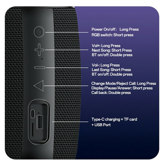 Prenosný Bluetooth reproduktor Yesido YSW39, 20W, TWS, RGB, čierny