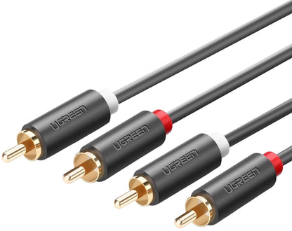 Audio kábel UGREEN AV104, 2 x RCA - 2 x RCA, 5m, čierny