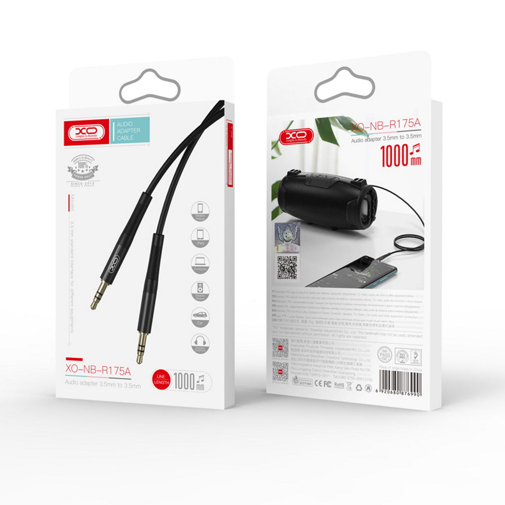 Audio kábel 3.5mm - 3.5mm XO Design NB-R175A, 1m, čierny