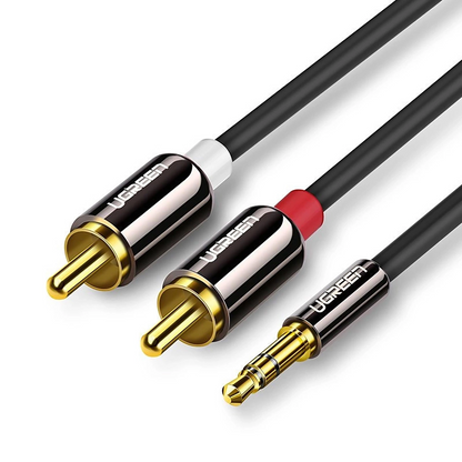 Audio kábel 3.5mm - 2 x RCA UGREEN AV116, 1m, Čierny