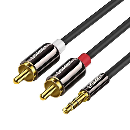 Audio kábel 3.5mm - 2 x RCA UGREEN AV116, 2m, čierny