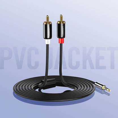 Audio kábel 3.5mm - 2 x RCA UGREEN AV116, 1m, Čierny