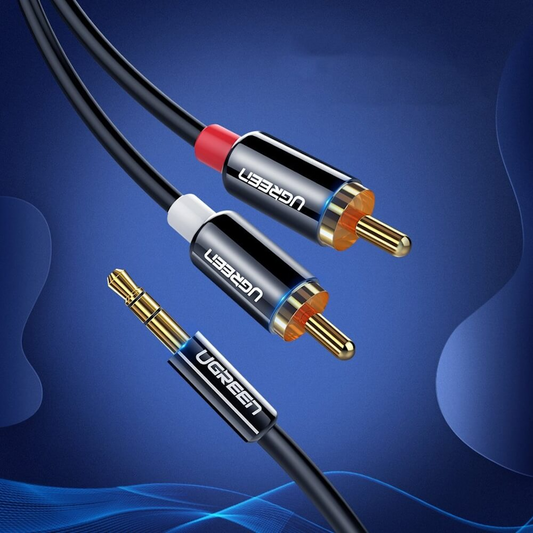 Audio kábel 3.5mm - 2 x RCA UGREEN AV116, 5m, čierny