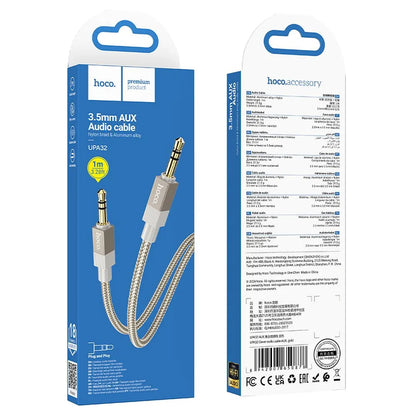 Audio kábel 3.5mm - 3.5mm HOCO UPA32, 1m, Zlatý
