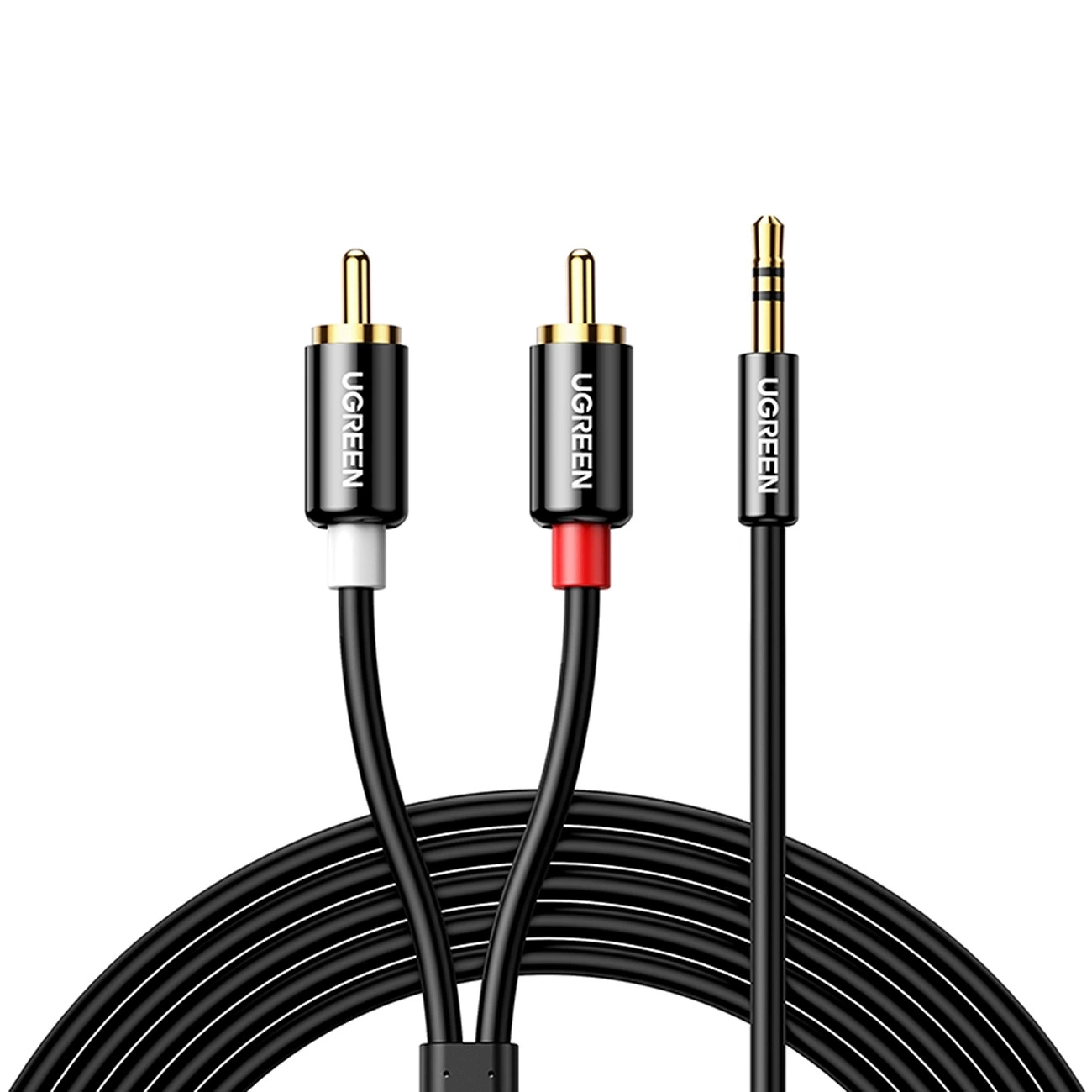 Audio kábel 3.5mm - 2 x RCA UGREEN AV116, 1m, Čierny