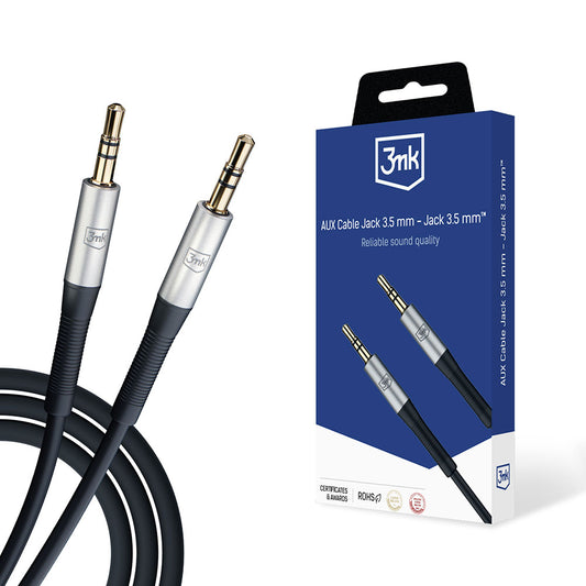 Audio kábel 3,5 mm - 3,5 mm 3MK, 1 m, čierny