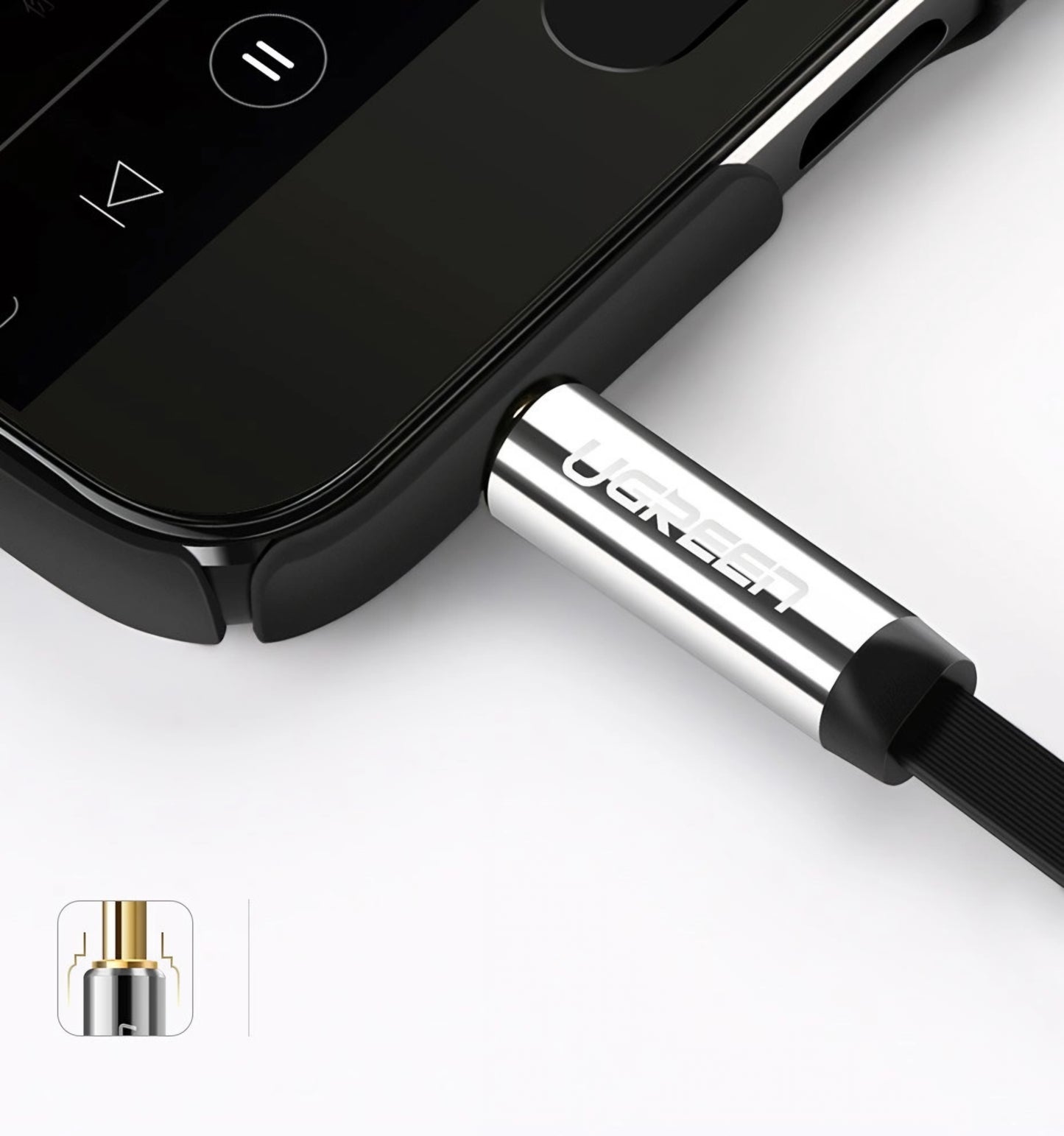 Audio kábel 3.5mm - 3.5mm UGREEN AV119 Angled, 3m, čierny