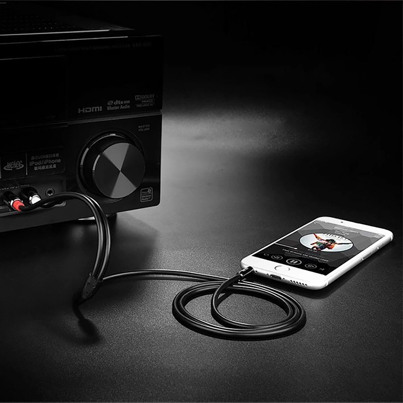 Audio kábel 3.5mm - 2 x RCA UGREEN AV116, 1m, Čierny