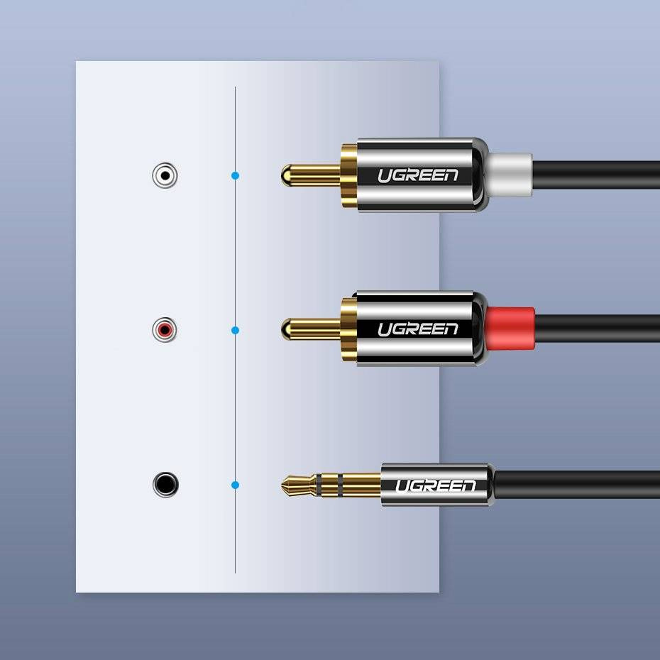 Audio kábel 3.5mm - 2 x RCA UGREEN AV116, 2m, čierny