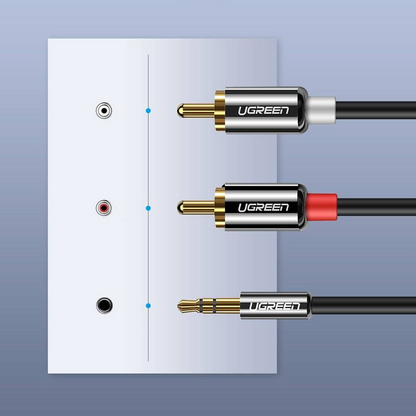 Audio kábel 3.5mm - 2 x RCA UGREEN AV116, 2m, čierny