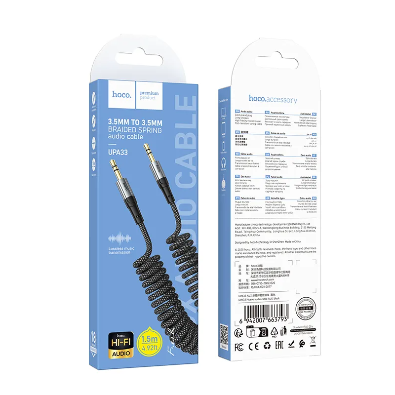 Audio kábel 3.5mm - 3.5mm HOCO UPA33, 1.5m, čierny