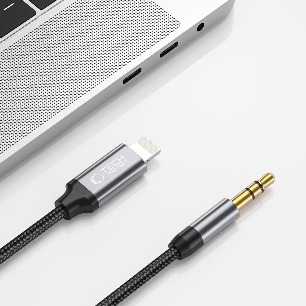Audio kábel Lightning - 3.5mm Tech-Protect Ultraboost, 1m, Čierny