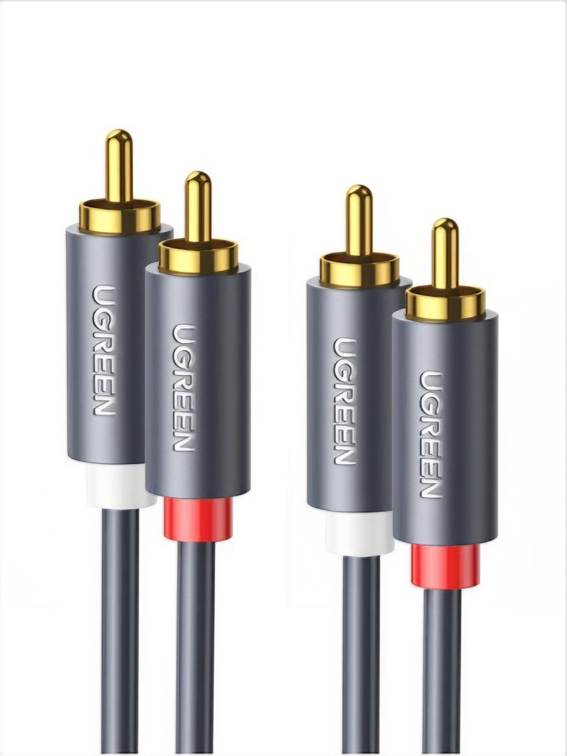 Audio kábel UGREEN AV104, 2 x RCA - 2 x RCA, 3m, čierny