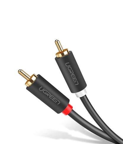 Audio kábel UGREEN AV104, 2 x RCA - 2 x RCA, 2m, čierny