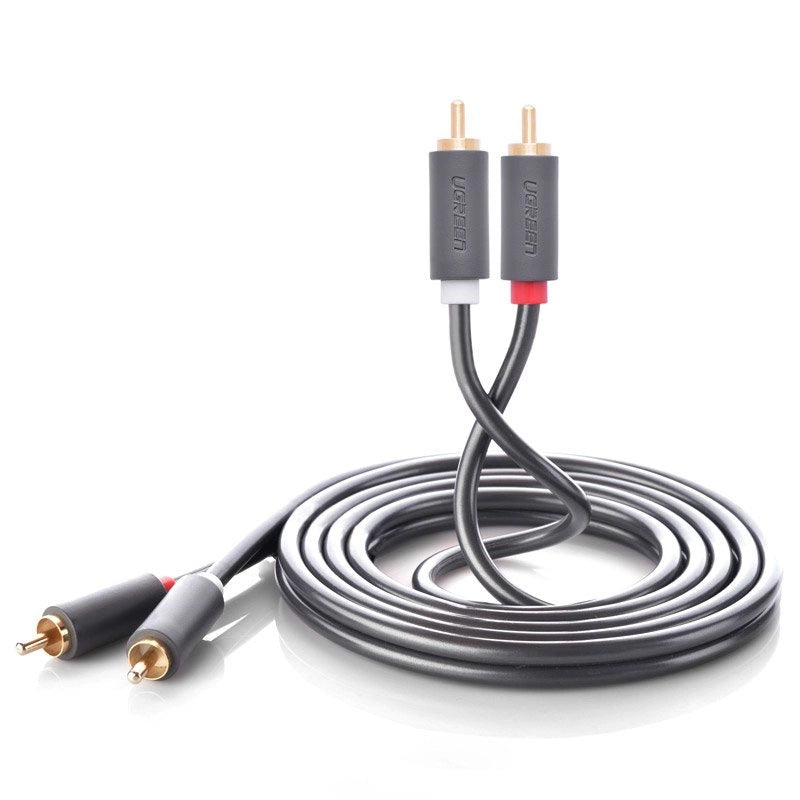 Audio kábel UGREEN AV104, 2 x RCA - 2 x RCA, 2m, čierny