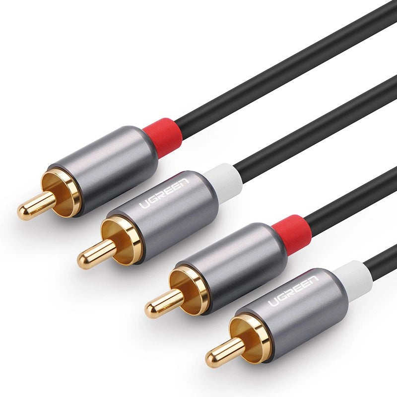 Audio kábel UGREEN AV104, 2 x RCA - 2 x RCA, 2m, čierny