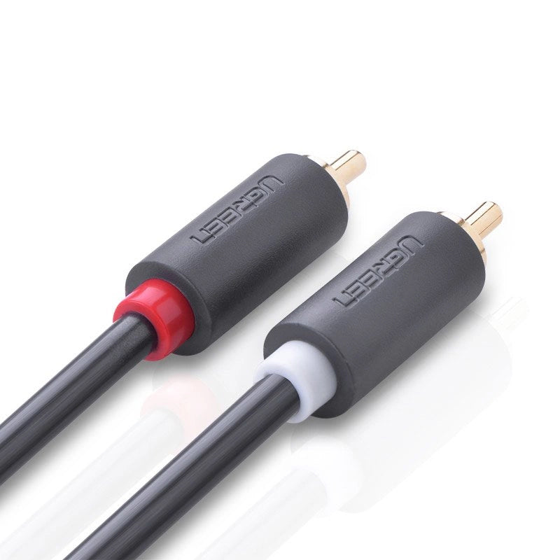 Audio kábel UGREEN AV104, 2 x RCA - 2 x RCA, 2m, čierny