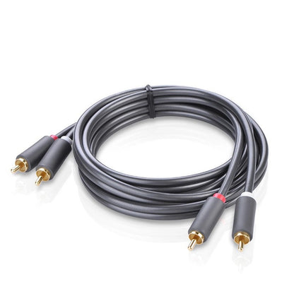 Audio kábel UGREEN AV104, 2 x RCA - 2 x RCA, 2m, čierny