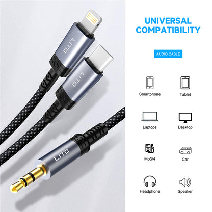 Audio kábel USB-C - 3.5mm Lito LA01T, 1m, Čierny