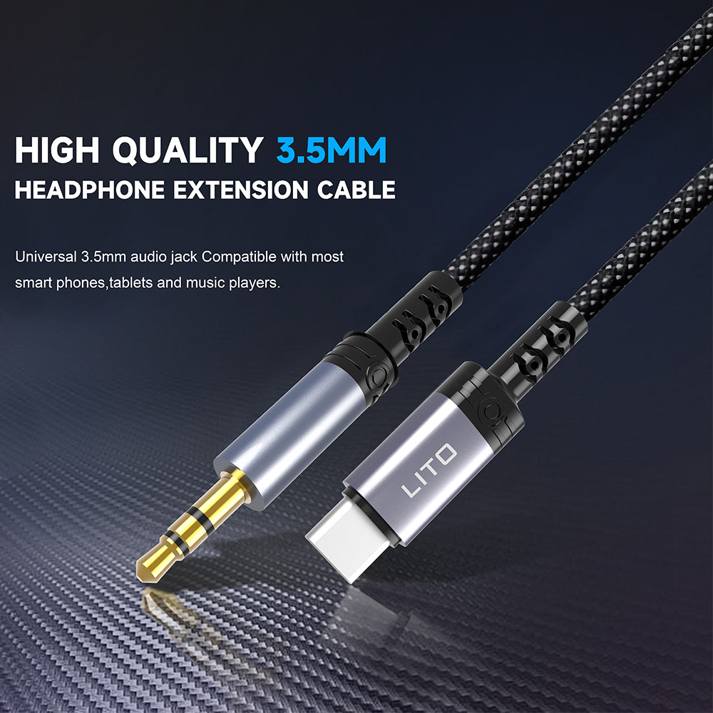 Audio kábel USB-C - 3.5mm Lito LA01T, 1m, Čierny