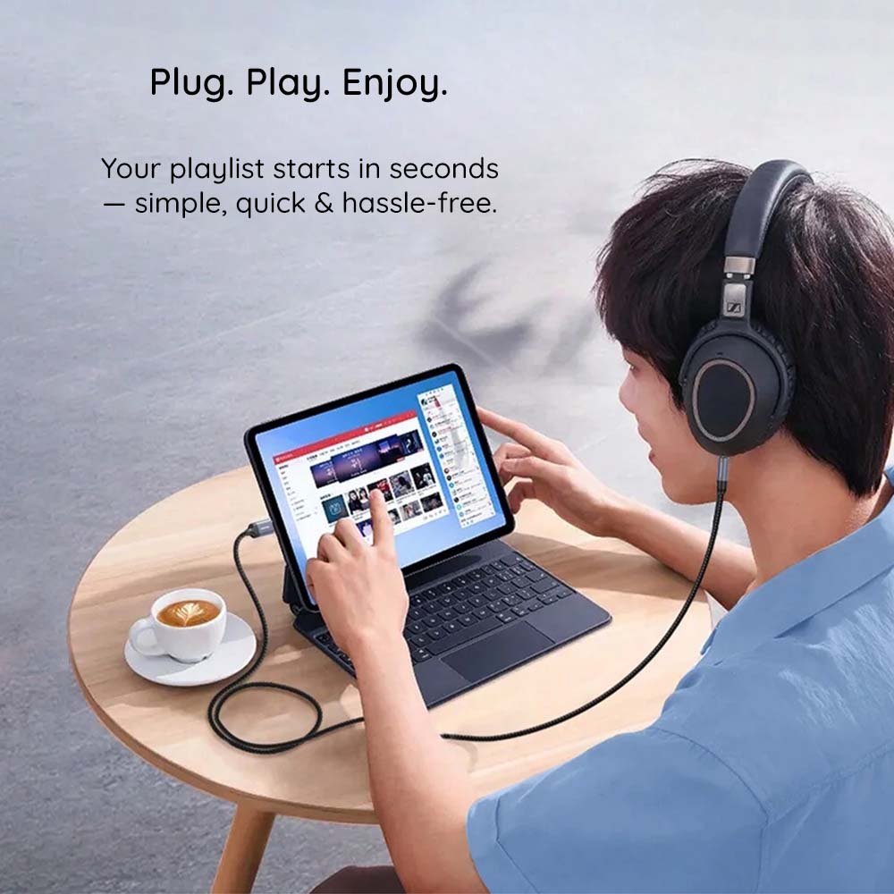 Audio kábel USB-C - 3.5mm Techsuit AC16 NexaSound, 1m, Sivý