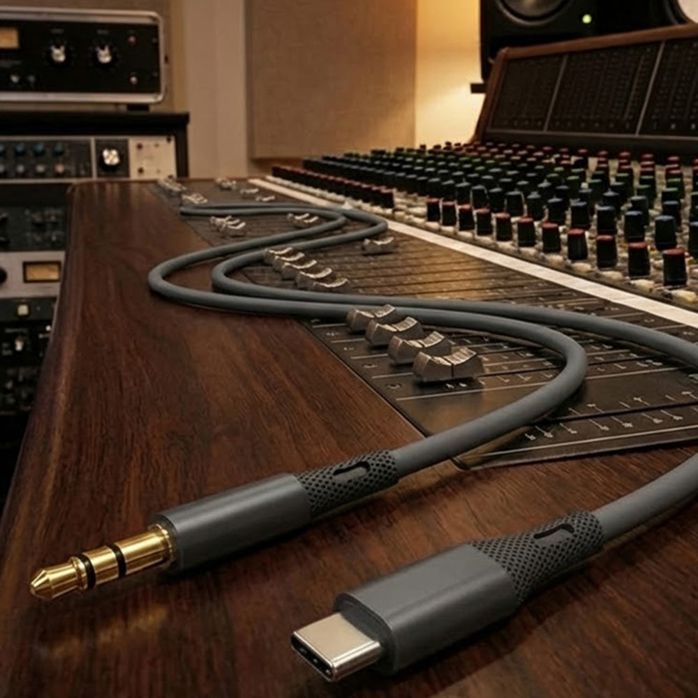 USB-C to 3.5mm Techsuit AC4 SoundFlex Audio Cable, 1m, Grey